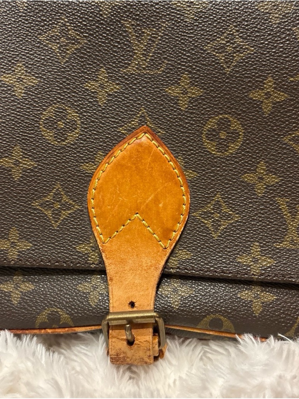 Louis Vuitton Brown Monogram Crossbody with Tan Leather Accent